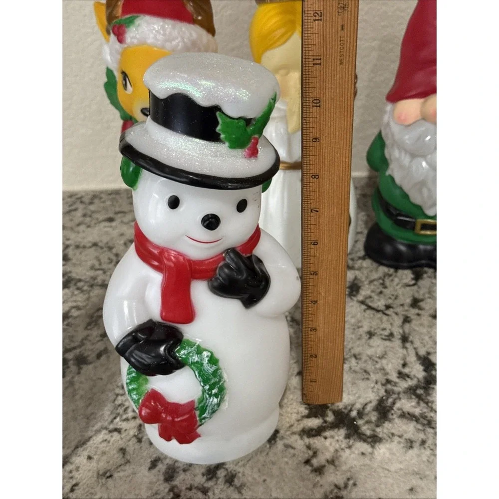 Plastic Blow Mold Snowman, Santa, Angel, Reindeer, Gnome 10-11